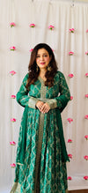 Bottle Green Dolna Floor Length Readymade Suit And Pant With Chinon Dupatta (Ft:-Anjan Prasad)