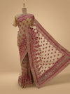 Tussar Net Embroidered Saree With Unstitched Blouse