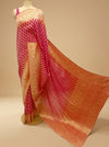 Rani Red Khaddi Georgette Saree With Unstitched Blouse