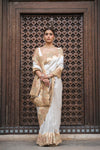 Tussar Organza Embroidered Saree With Unstitched Blouse