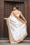 Tussar Organza Embroidered Saree With Unstitched Blouse
