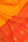 Mango Gold Organza Banarasi Woven Zari Saree With Unstitched Blouse