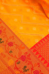 Mango Gold Organza Banarasi Woven Zari Saree With Unstitched Blouse