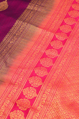 Violet South Indian Silk Woven Zari Saree With Unstitched Blouse