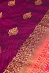 Violet South Indian Silk Woven Zari Saree With Unstitched Blouse