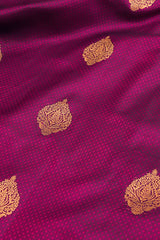 Violet South Indian Silk Woven Zari Saree With Unstitched Blouse