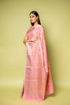 Gajari Banarasi Woven Zari Cotton Saree With Unstitched Blouse