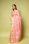 Gajari Banarasi Woven Zari & Threadwork Cotton Saree With Unstitched Blouse