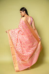 Gajari Banarasi Woven Zari & Threadwork Cotton Saree With Unstitched Blouse