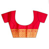 Red Banarasi Woven Zari Chinon Saree With Unstitched Blouse