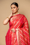 Maroon Banarasi Woven Zari Cotton Saree With Unstitched Blouse