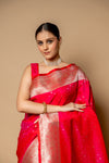 Rani Banarasi Woven Zari Silk Saree With Unstitched Blouse