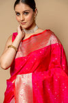 Rani Banarasi Woven Zari Silk Saree With Unstitched Blouse