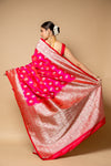 Rani Banarasi Woven Zari Silk Saree With Unstitched Blouse