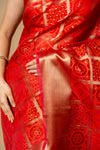Maroon Banarasi Woven Zari Cotton Saree With Unstitched Blouse