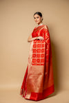 Maroon Banarasi Woven Zari Cotton Saree With Unstitched Blouse