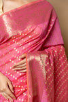 Gajari Banarasi Woven Zari Cotton Saree With Unstitched Blouse