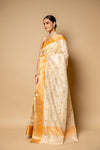 Tussar Banarasi Woven Zari & Threadwork Tissue Saree With Unstitched Blouse