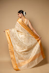 Tussar Banarasi Woven Zari & Threadwork Tissue Saree With Unstitched Blouse