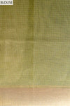 Pista Banarasi Woven Zari & Threadwork Cotton Saree With Unstitched Blouse