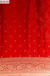 Wine Banarasi Woven Zari Chinon Saree With Unstitched Blouse