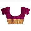 Garnet Banarasi Woven Zari Chinon Saree With Unstitched Blouse