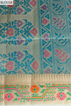 Tea Green Banarasi Woven Zari & Digital Printed Cotton Saree With Unstitched Blouse