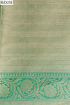 Mint Green Banarasi Woven Zari Cotton Saree With Unstitched Blouse
