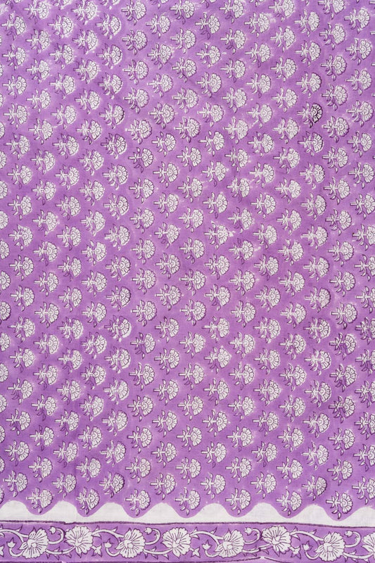 Mauve Floral Printed Cotton Unstitched Salwar Suit With Cotton Dupatta