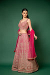 Rani Swarovski, Zari, Threadwork, Embroidery, Bead, Sequence, Mirror Sheet Georgette Lehenga Set With Readymade Blouse