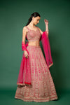 Rani Swarovski, Zari, Threadwork, Embroidery, Bead, Sequence, Mirror Sheet Georgette Lehenga Set With Readymade Blouse