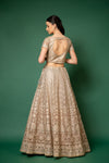 Peach Zari, Zarkan & Sequence Net Lehenga Set With Readymade Blouse