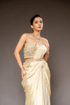 Tussar Crush Pre-Draped Designer Saree With Readymade Blouse