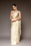Tussar Crush Pre-Draped Designer Saree With Readymade Blouse