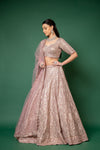 Gajari Swarovski, Threadwork, Embroidered, Mirror, Bead, Sequence Net Lehenga Set With Readymade Blouse