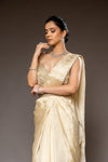 Tussar Crush Pre-Draped Designer Saree With Readymade Blouse