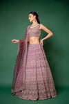 Mauve Mirror, Zari, Threadwork, Embroidered, Bead, Sequence Georgette Lehenga Set With Readymade Blouse