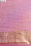 Peach Georgette Banarasi Woven Zari Saree With Unstitched Blouse