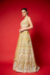 Pista Swarovski, Mirror, Threadwork, Embroidery & Bead Sequence Net lehenga Set With Readymade Blouse