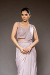 Mauve Cutdana, Bead & Sequence Shimmer Pre-Draped Designer Saree With Readymade Blouse