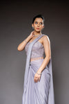 Mauve Cutdana, Bead & Sequence Lycra Pre-Draped Designer Saree With Readymade Blouse