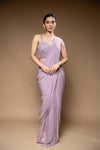 Tussar Bead, Cutdana & Sequence Chinon Pre-Draped Designer Saree With Readymade Blouse
