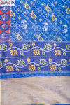 Midnight Blue Tussar Woven Zari Cotton Unstitched Salwar Suit With Cotton Dupatta