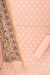 Peach Woven Zari Cotton Unstitched Salwar Suit With Cotton Dupatta