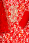 Red Sequence, Zari Threadwork & Digital Printed Cotton Unstitched Salwar Suit With Cotton Dupatta