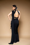 Black Cutdana, Bead & Sequence Lycra Pre-Draped Designer Saree With Readymade Blouse