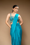 Rama Cutdana, Bead & Sequence Chinon Pre-Draped Designer Saree With Readymade Blouse
