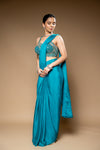 Rama Cutdana, Bead & Sequence Chinon Pre-Draped Designer Saree With Readymade Blouse