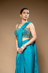 Rama Cutdana, Bead & Sequence Chinon Pre-Draped Designer Saree With Readymade Blouse