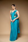 Rama Cutdana, Bead & Sequence Chinon Pre-Draped Designer Saree With Readymade Blouse